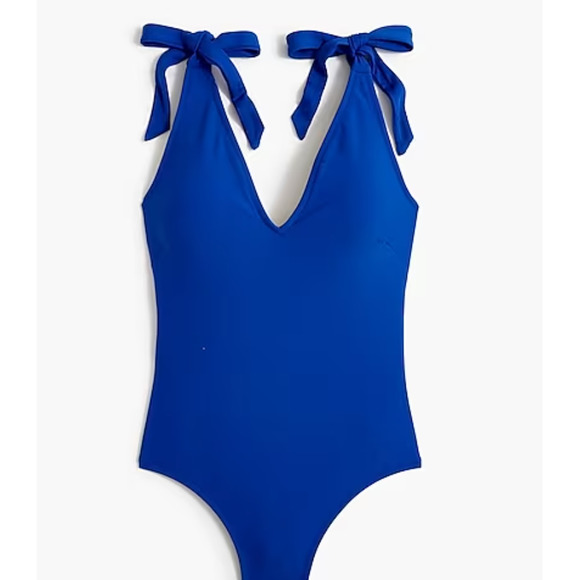 J. Crew Tie-shoulder swimsuit Brilliant Blue Size 2x - Picture 2 of 4
